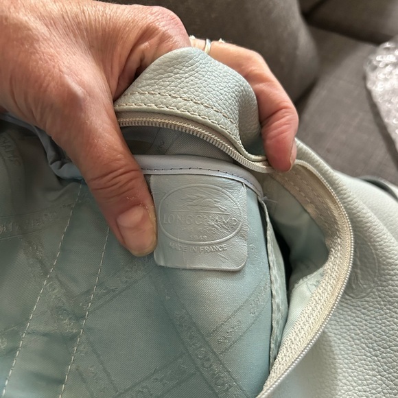 Longchamp Baby Blue Vintage 90’s Bucket Leather Backpack - Picture 7 of 14